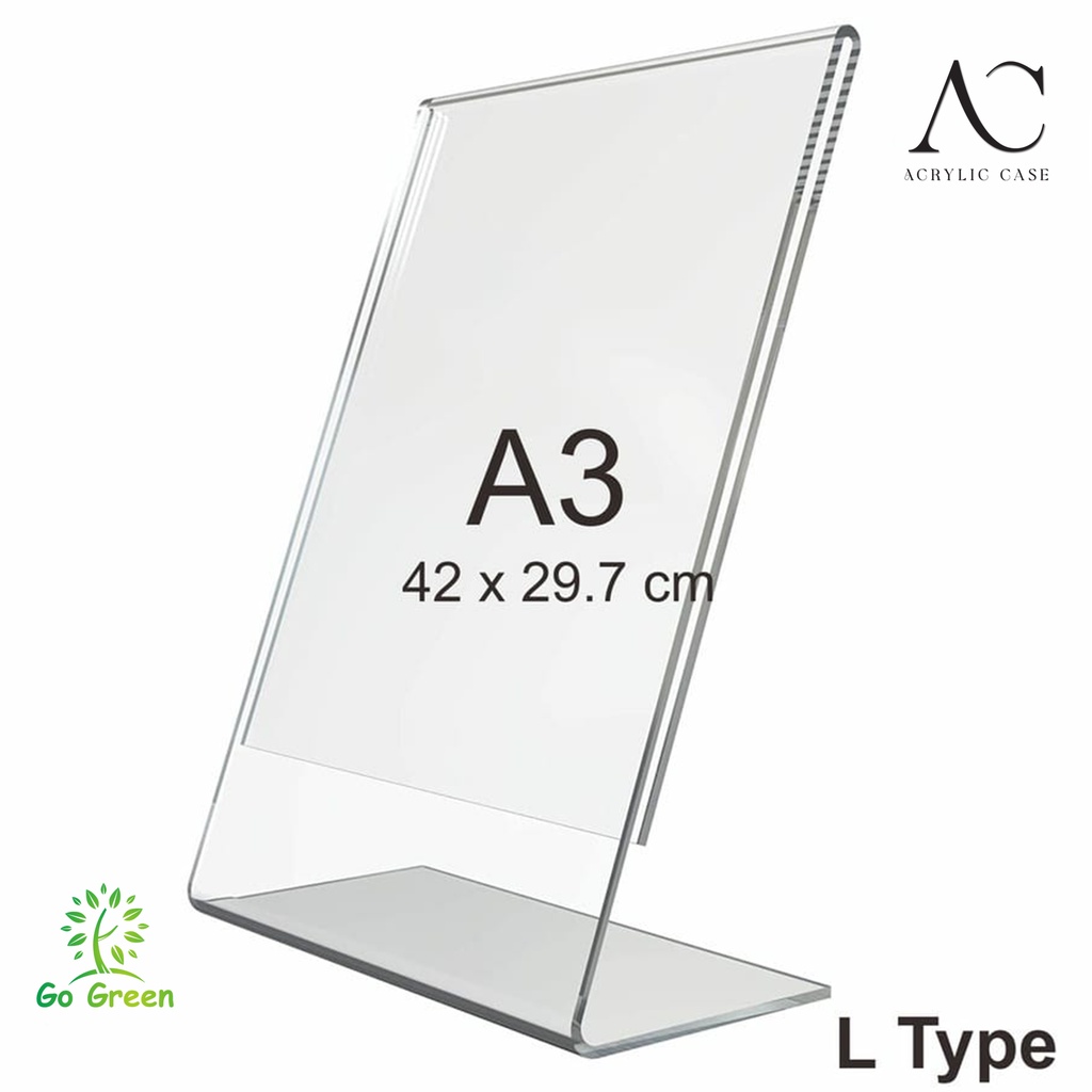 

Acrylic Tent Card Holder A3 / Tempat Brosur Meja Akrilik A3 L Type / A3 L Type