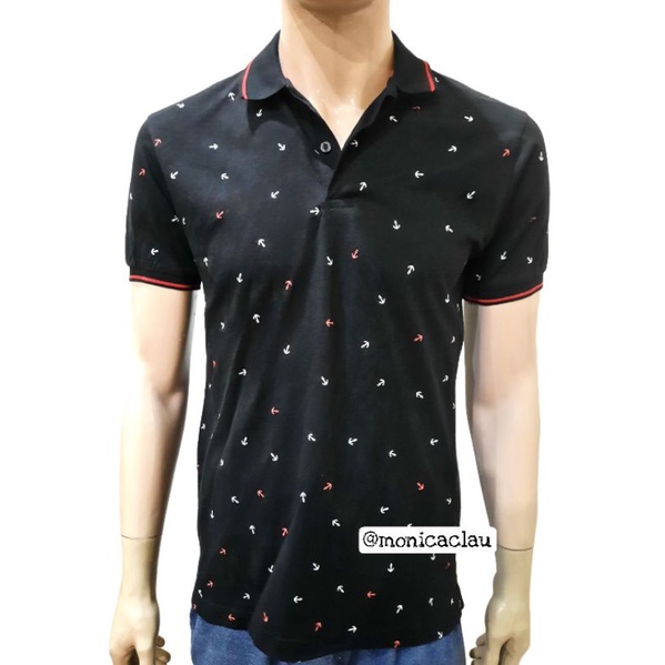 Kaos Polo Pria Poshboy Original Goldcoast Print Poloshirt Katun Hitam