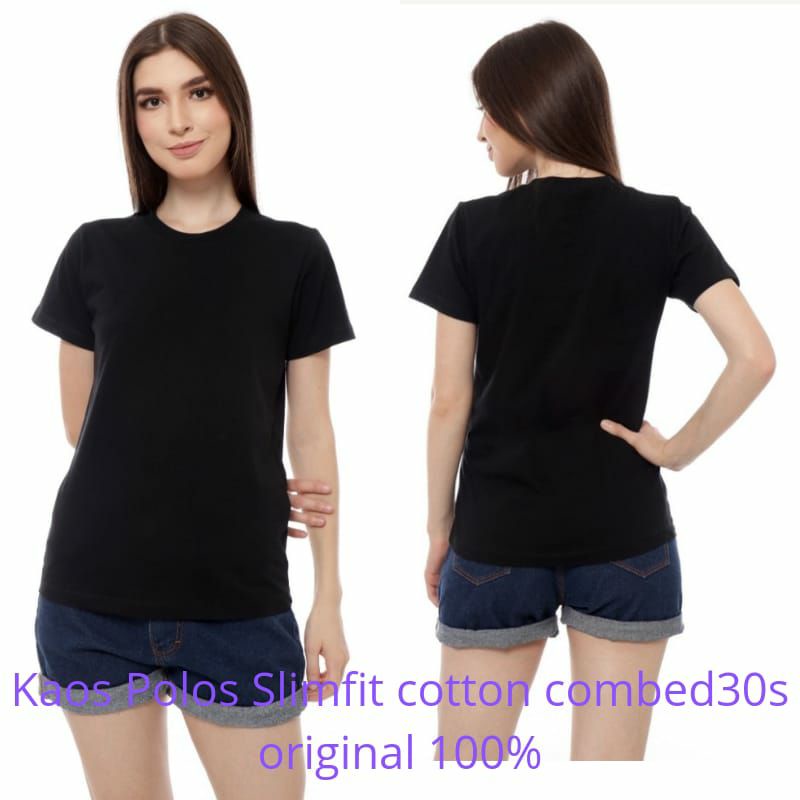 Baju Tshirt Kaos Warna Hitam Polos Wanita Slimfit, Kaos Slimfit Wanita, Tshirt Wanita Polos, Kaos T-