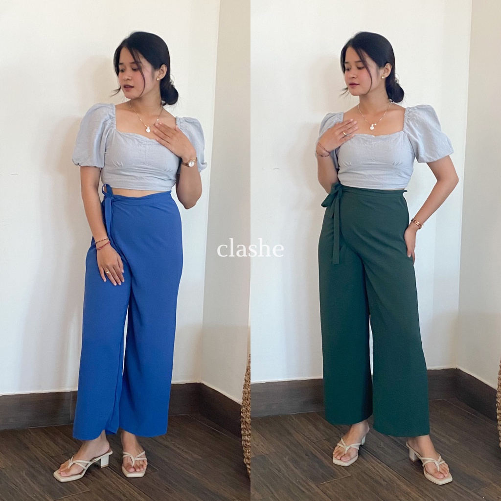 Celana Kulot Lilit Wanita Crinkle Airflow Anti Lecek Terbaru Korean Style Ootd Kekinian Gia Pants by Clashe