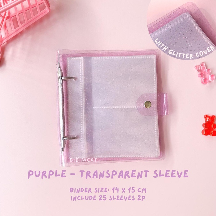 

✨NEW✨ - Binder Photocard Album Glitter / Album Penyimpanan Foto Kartu POLOS - Ungu Slv Trans