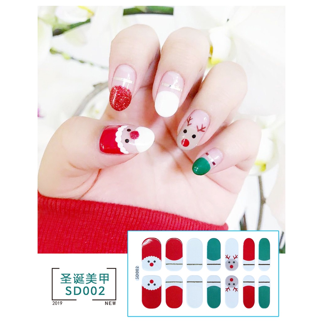 Stiker Kuku Motif Natal Set 14 Pcs Nail Art Tempelan Stiker Kuku Stiker Motif Natal Dekorasi Natal