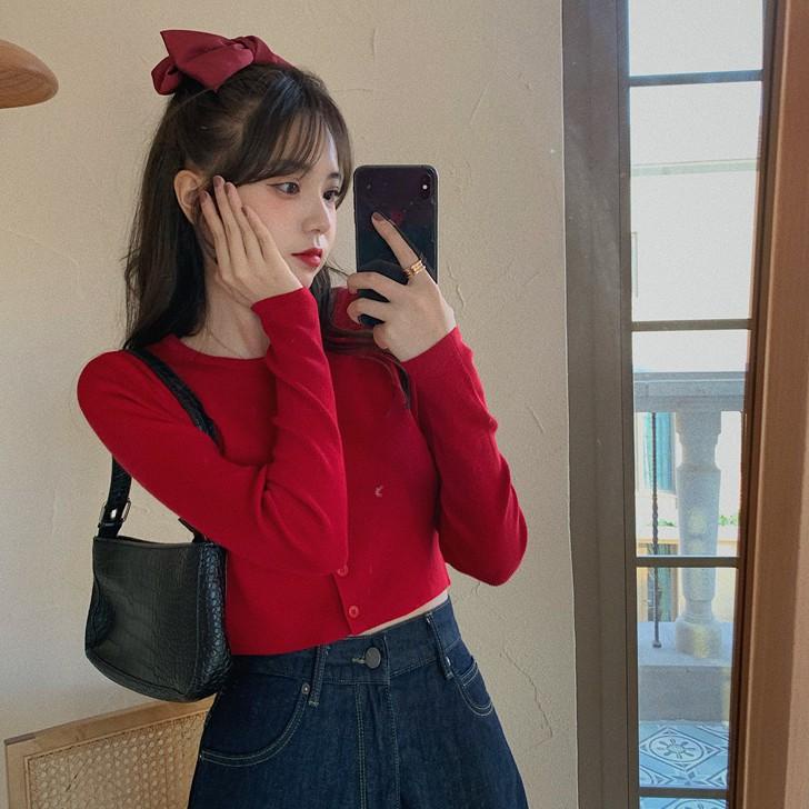 Sale Terbatas Kardigan Rajut Lengan Panjang Wanita Korea Atasan Pendek Ramping/CARDIGAN CROP TOP KNI