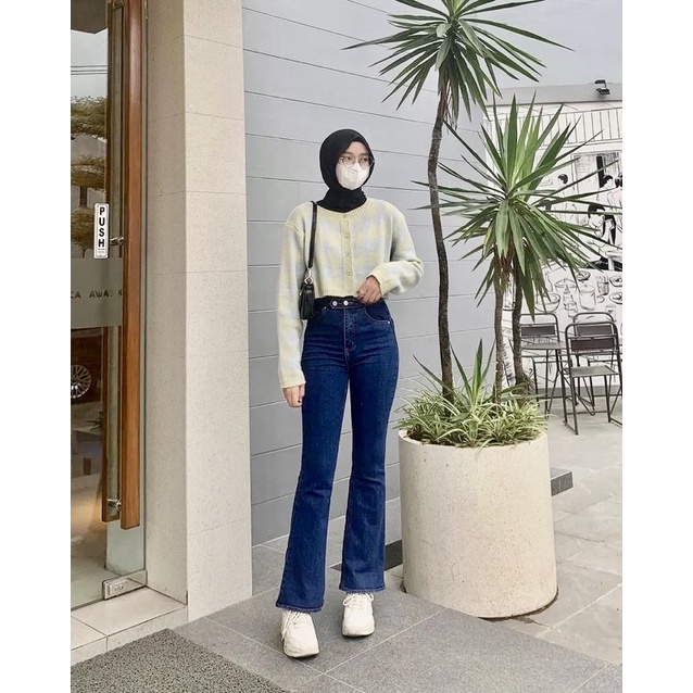 Cutbray Jeans Retro Terbaru-Highwaist Cutbray Jeans Retro Wanita