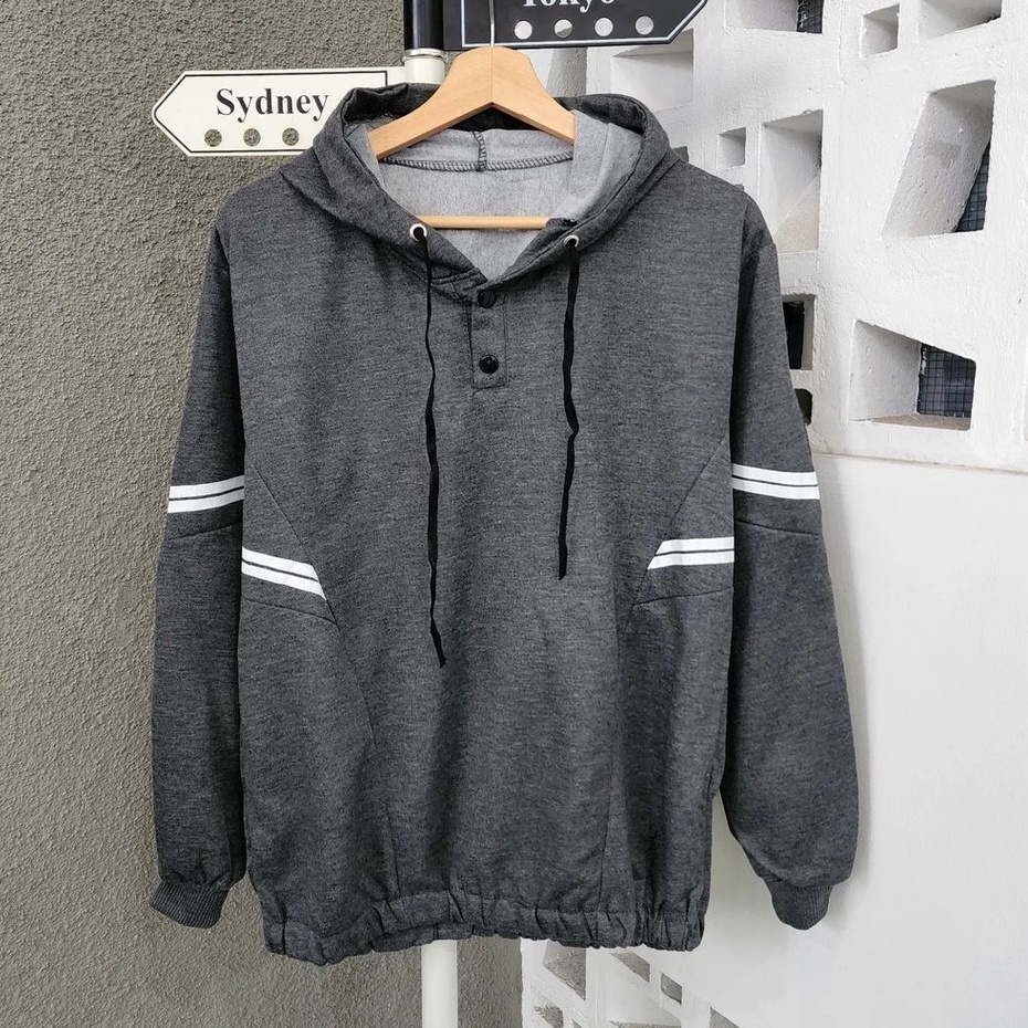 Hoodie Sweater Wanita Pria V Scarla Kekinian Motif Strip Terbaru