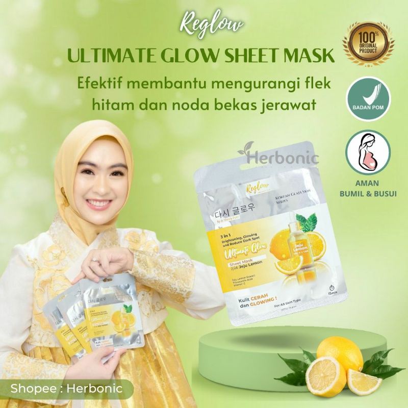 Jual Reglow Ultimate Glow Sheet Mask Masker Wajah Glowing Korea BPOM ...