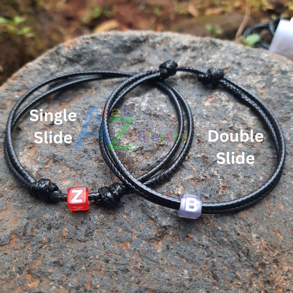 Gelang Couple Inisial Huruf Nama Pria Wanita Alfabet Kapel Copel Tali Korea Bracelet Pasangan Pacar 