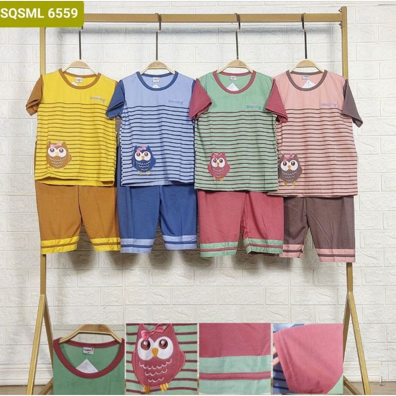 MALLBAJUANAK - Baju Tidur BabyDoll Amro Anak celana 3/4 SQ SML 6559