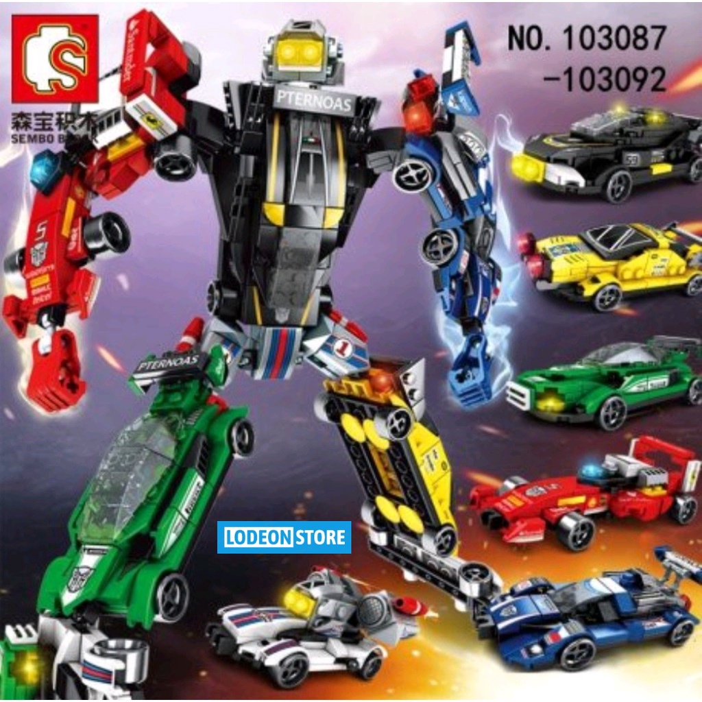 Sembo Block Mobil Balap Mecha Of Steel 6 in 1 Robot 103087 - 103092