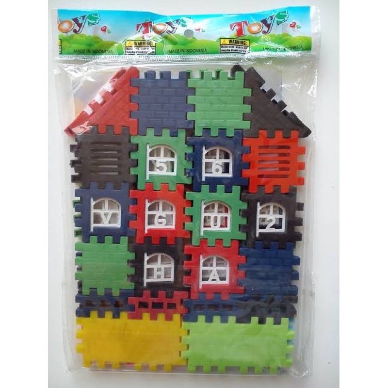 Mainan Edukasi Puzzle Rumah Kubus Funny Block Blok Rumah Bongkar Pasang 40Pcs