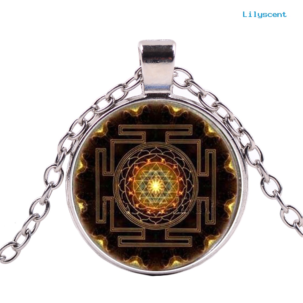 [LS] Mandala Kubah Kaca Liontin Kalung Fashion Budha Perhiasan Geometri Suci