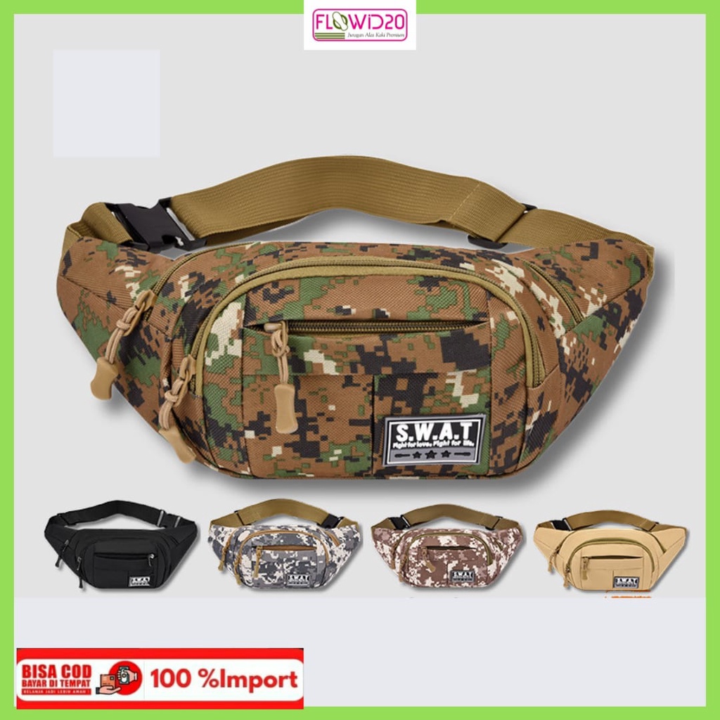 Tas punggung pria wanita import tas waistbag import kanvas army WB 107