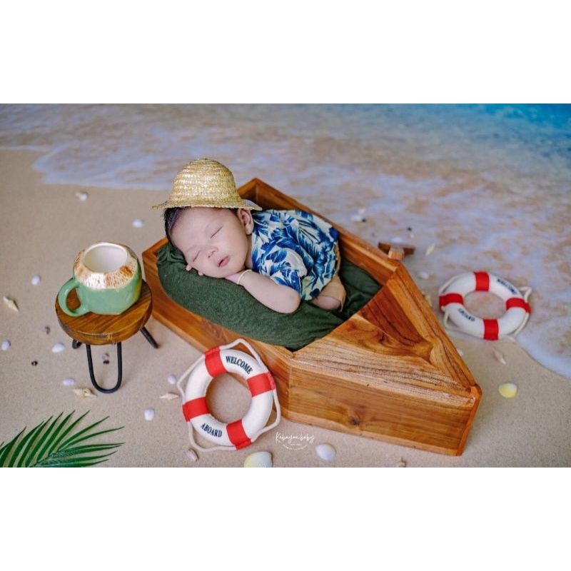 BAJU PANTAI, BAJU HAWAIl, KOSTUM NEWBORN, NEWBORN PROPS