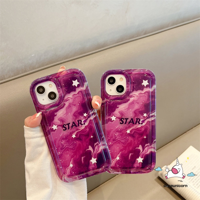 Casing Ponsel Kompatibel Untuk iPhone 7plus 8plus 11 14 13 12 Pro MAX 6 6S 78 Plus XR X XS MAX Airbag Shockproof Fashion Marmer Gradasi Langit Berbintang Bintang Soft TPU Anti Jatuh Penutup Belakang