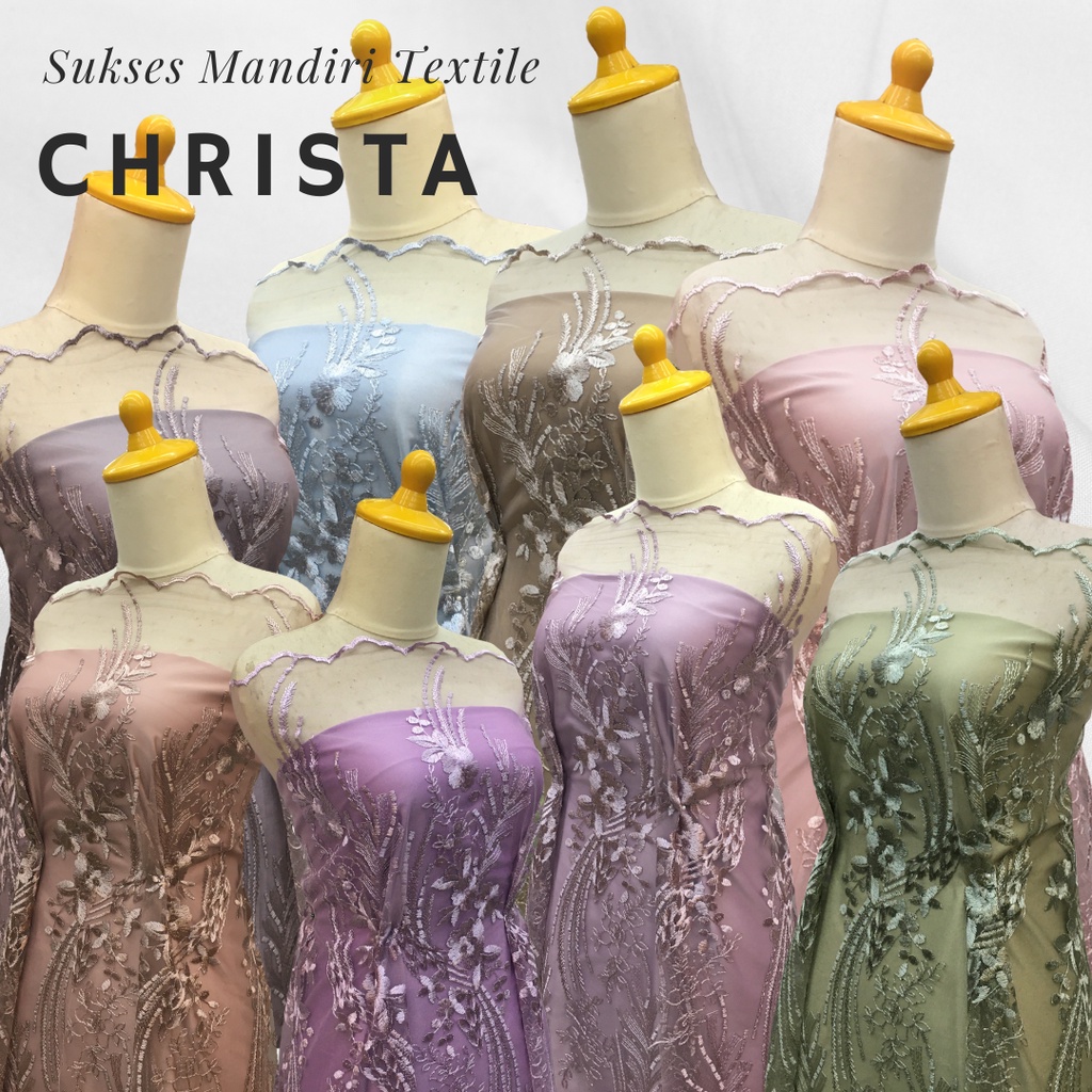 [CHRISTA] Brukat Tile Premium Mewah Warna Lilac Dusty Pink Dusty Ungu Matcha Dusty Choco Ice Blue Si