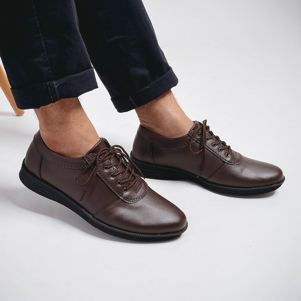 CARLTON BROWN ORIGINAL x JACK Sepatu Formal Coklat Tali Pria Pantofel Kerja Kantor Dinas Resmi Guru Kantoran Pesta Pernikahan Kondangan Nikah Undangan Wedding Wisuda Kuliah Casual Oxford Semi Kulit Premium Footwear Big Size Jumbo Ukuran Besar 44 Keren