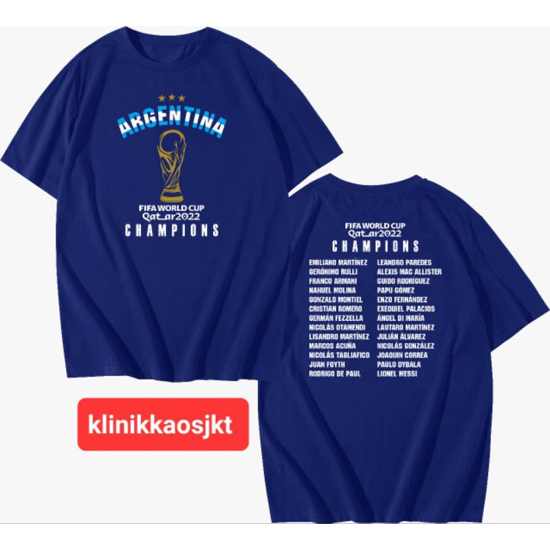 BAJU - KAOS FANS ARGENTINA WORLD CUP CHAMPION SQUAD - TSHIRT ARGENTINA SKUAD JUARA PIALA DUNIA
