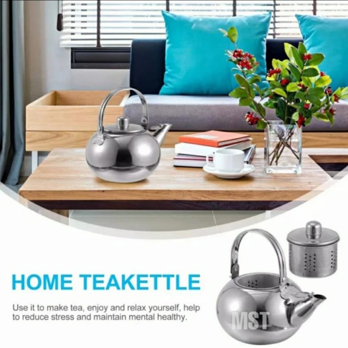 Peralatan Minum Teko Stainless Plus Saringan - Teapot - Kettel Pemanas Air Serbaguna