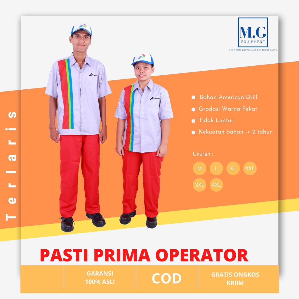 Seragam spbu pertamina pasti prima operator, admin, ob, teknisi