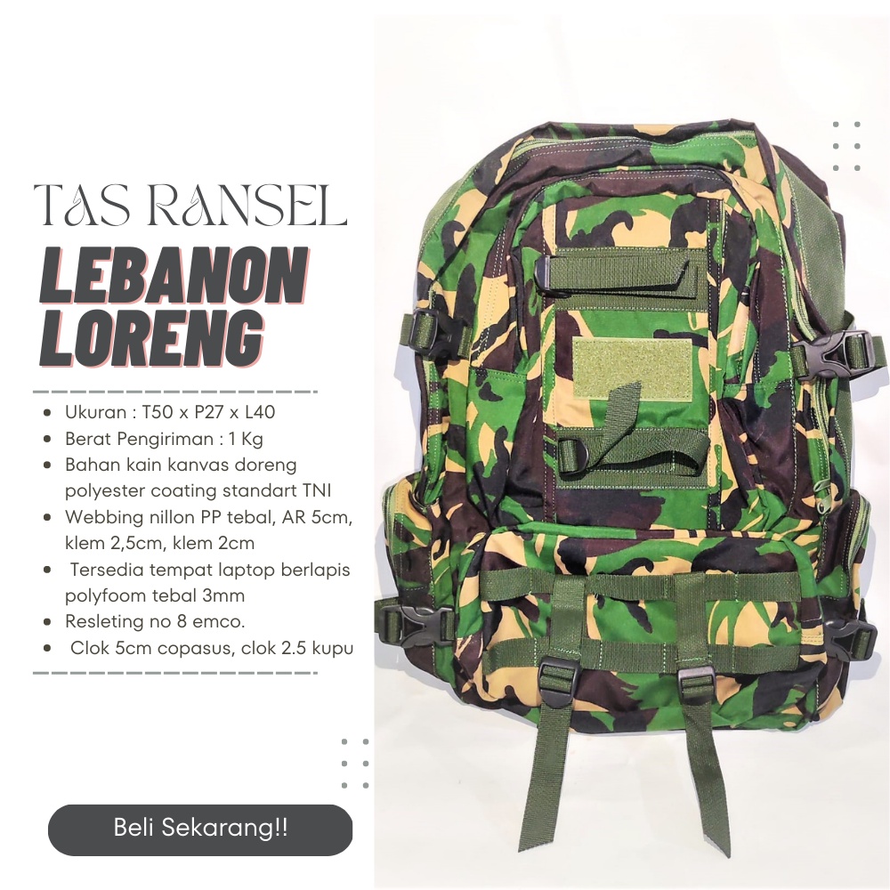 ransel lebanon tas army lebanon TNI Pria-Wanita