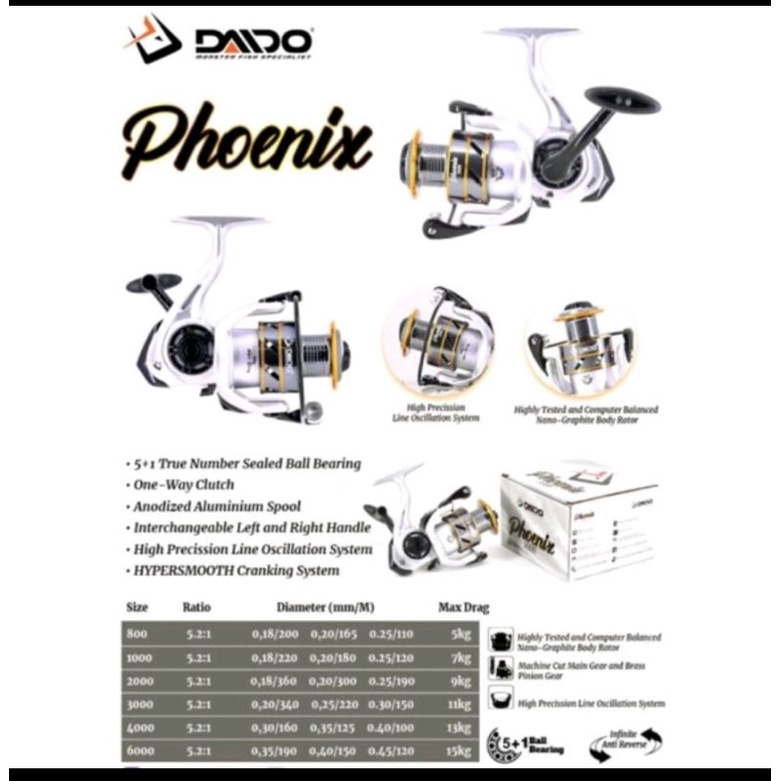 REEL DAIDO PHOENIX 1000,2000, 3000,4000,6000