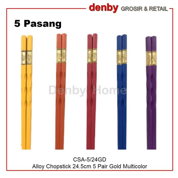 

5 Pasang Sumpit Makan Jepang Mie Sushi Alloy Chopstick Gold Multicolor Best Seller