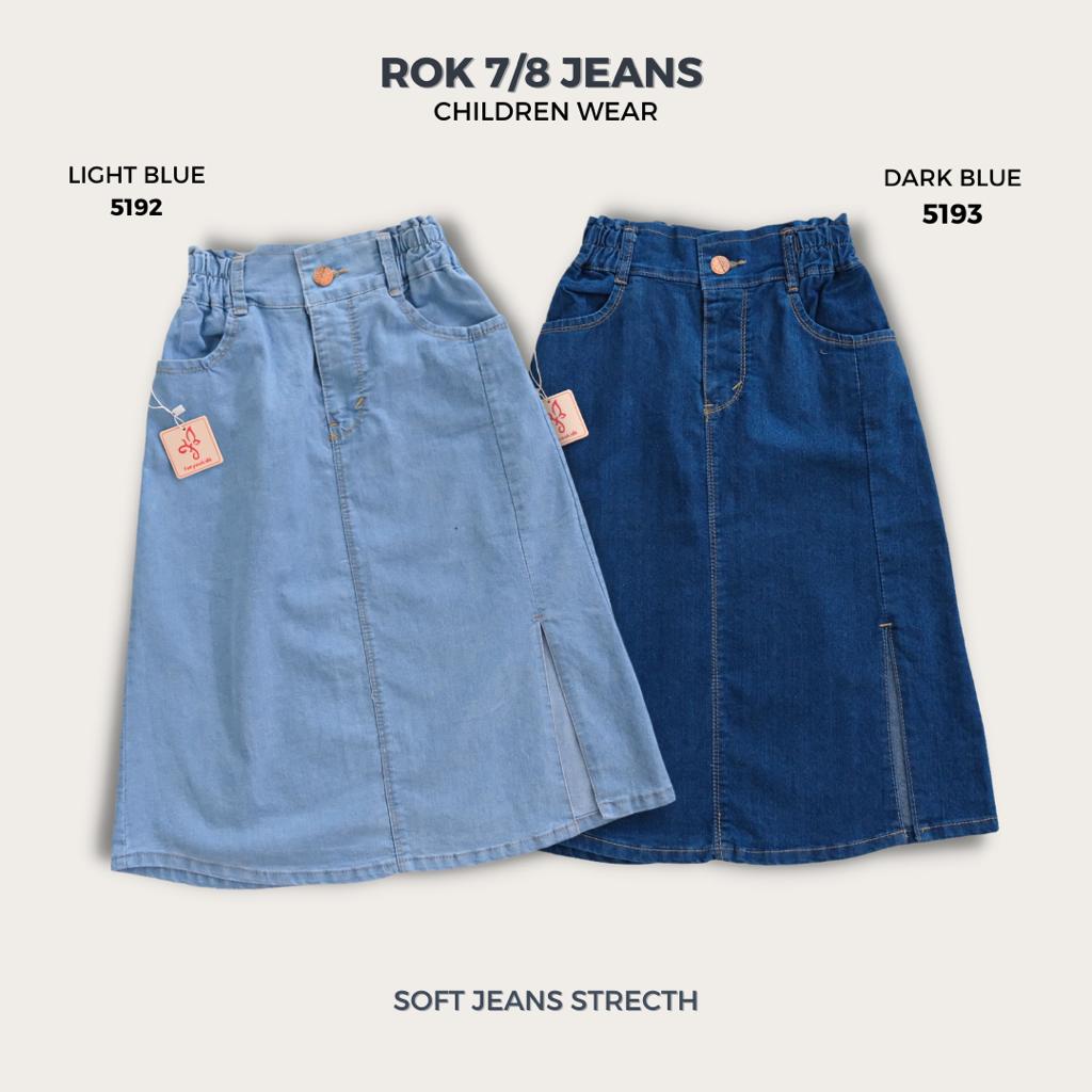 Jual Rok Panjang Anak Perempuan Jeans Belah Kantong Depan 4-12 Tahun