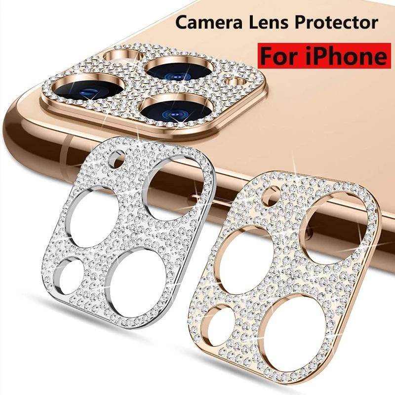 IPHONE Bling Film Perlindungan Lensa Kamera Logam Berlian Warna-Warni Untuk Iphone14 13 12 11 Pro Max Mini Plus Glitter Kristal Pelindung Penutup Belakang