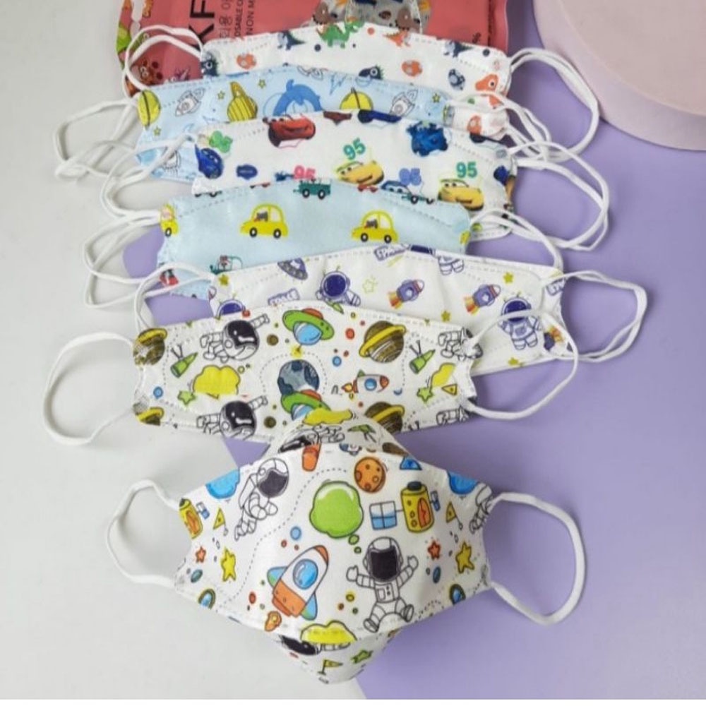 (isi 10pc) Masker Anak MOTIF 4ply Model Korea Masker KF94 Evo Kids Masker Wajah Earloop Anti Virus 4 ply