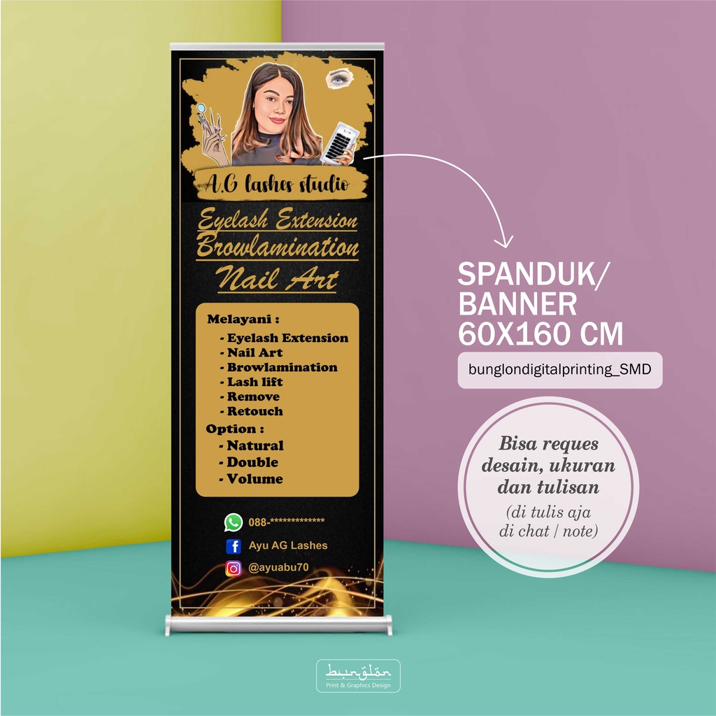 Spanduk, Banner Salon, Eyelash, Nail Art Free Desain