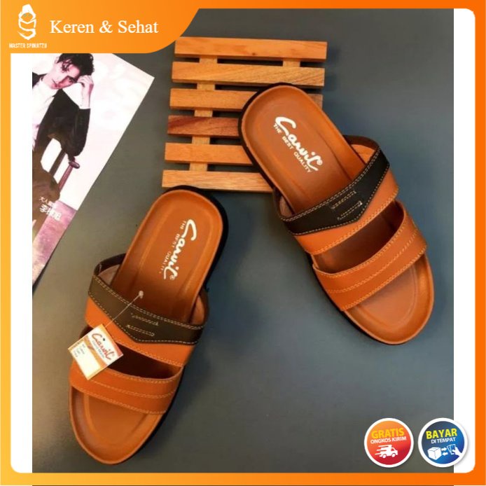 Sandal pria model terbaru / Sandal CARVIL Kulit pria / Sandal SLOP pria wanita / SLOP CARVIL PUYUH B