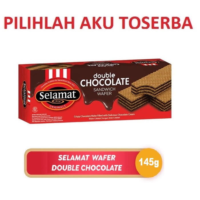 Selamat Wafer DOUBLE CHOCOLATE 145 g - (HARGA 1 KARTON ISI 24)