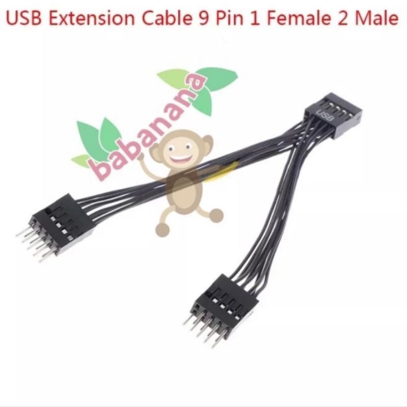 Kabel Extension Y Splitter 9 pin motherboard 1 female to 2 male USB