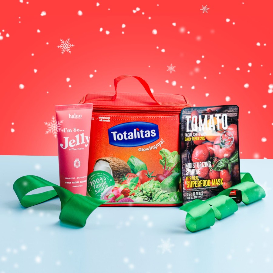 Masker Wajah Sheet Mask Skin Korea - MoM x Haluu Essentials (Pouch, Sheet Mask, Jelly Cleanser)