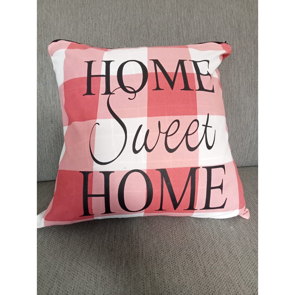 sarung bantal 40x40 home sweet home,king,quen motif kotak sablon