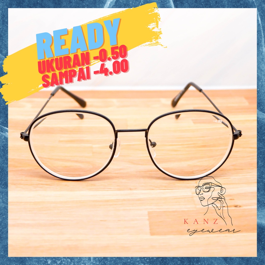 Kacamata MInus Jauh Frame Kecil Bulat Besi Wanita Pria Murah Muka Kecil Orang Tua