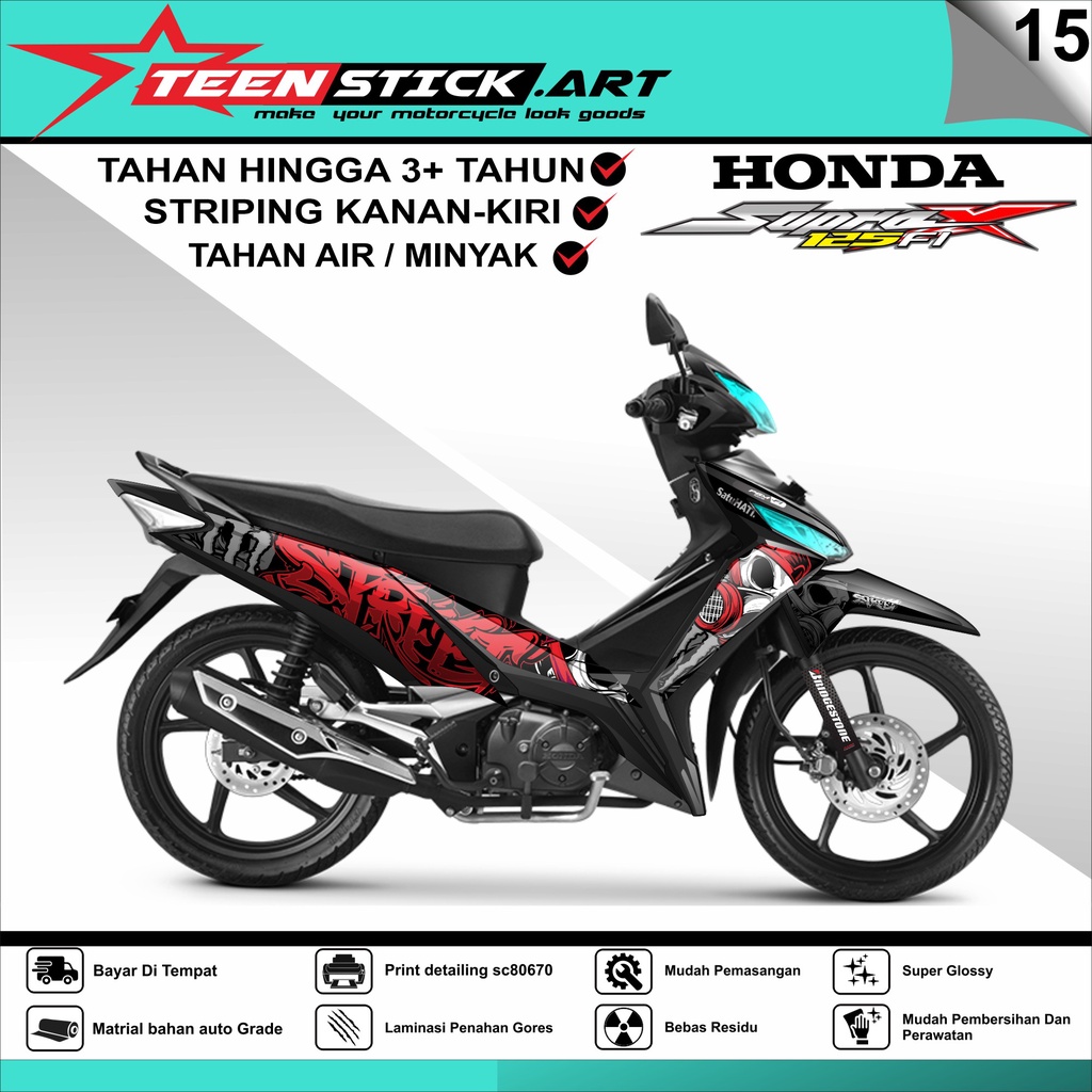 Striping SUPRA X 125 FI- Striping  Variasi  Hologram Chrome Vynil UV Transparant HONDA SUPRA X 125 F