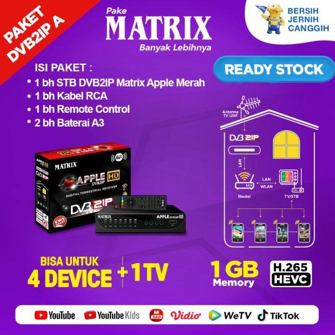 SET TOP BOX DVB2IP TV DIGITAL MATRIX APPLE MERAH ( Baru )