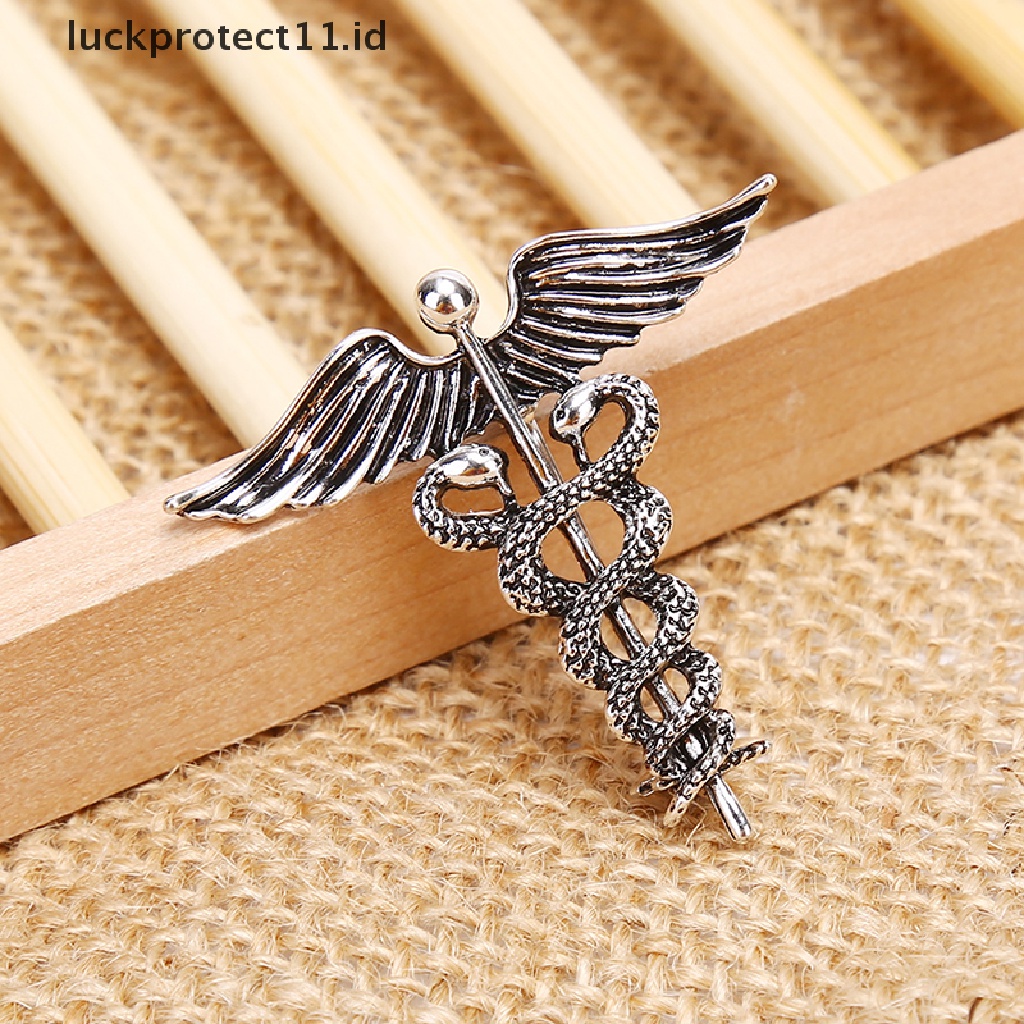 /Fashion Hot// Fashion// Fashion Retro Sayap Malaikat Pria Lencana Pin Ular Bros Kerah Medali Dekorasi.