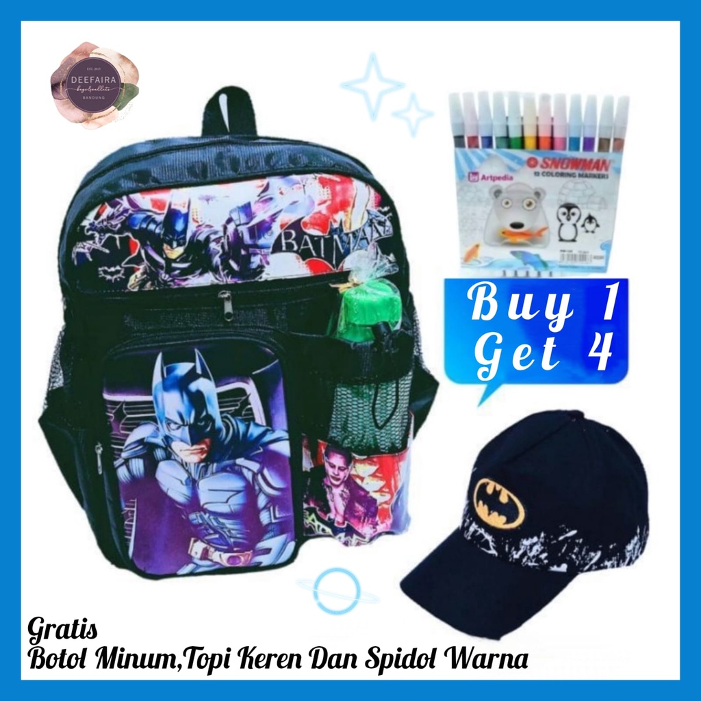 Tas Ransel Anak Laki Laki Hero BtmanBlack Buy 1 Get 4 Tas Sekolah Untuk  Anak Paud Tk Sd