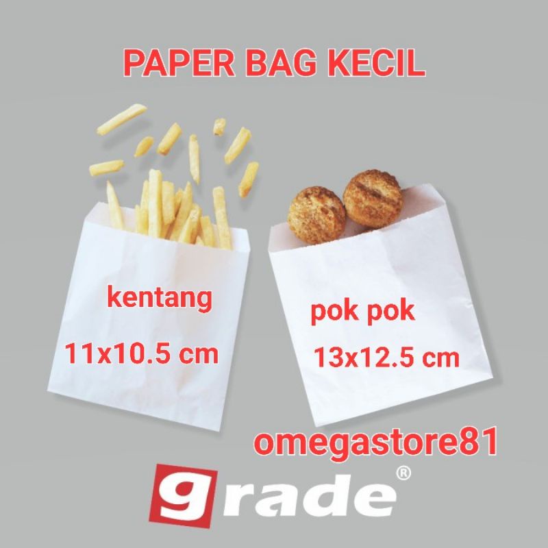

paper bag kecil grade pok pok 13x12.5 cm kentang 11x10.5 cm