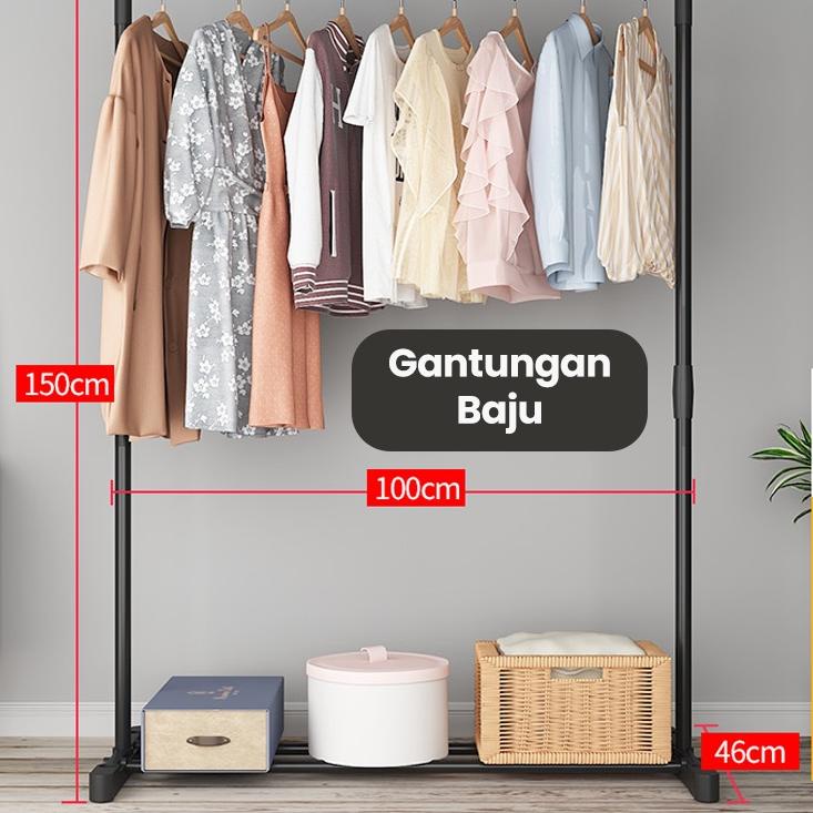 Paket Spesial Megam Stand Hanger Gantungan Baju Hits Gawang Tempat Penyimpanan Pakaian Sepatu Tempat gantungan baju Stand hanger HSH103