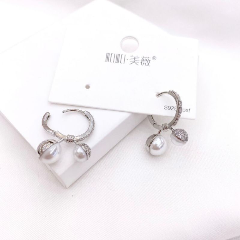 Anting Silver925 Perak Premium Quality Mata kilau Anti Karat anti alergi anting premium as06