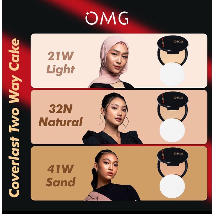 OMG Oh My Glam Coverlast Two Way Cake SPF 20 PA+++ I  Bedak Padat Kontrol Minyak Hingga 9 Jam I Pressed Powder Waterproof BPOM Original