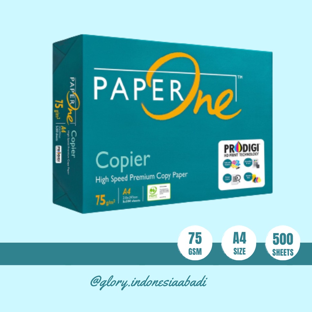 

PaperOne A4 75gr Copier 1 rim (500 lembar) Kertas HVS fotocopy & Print