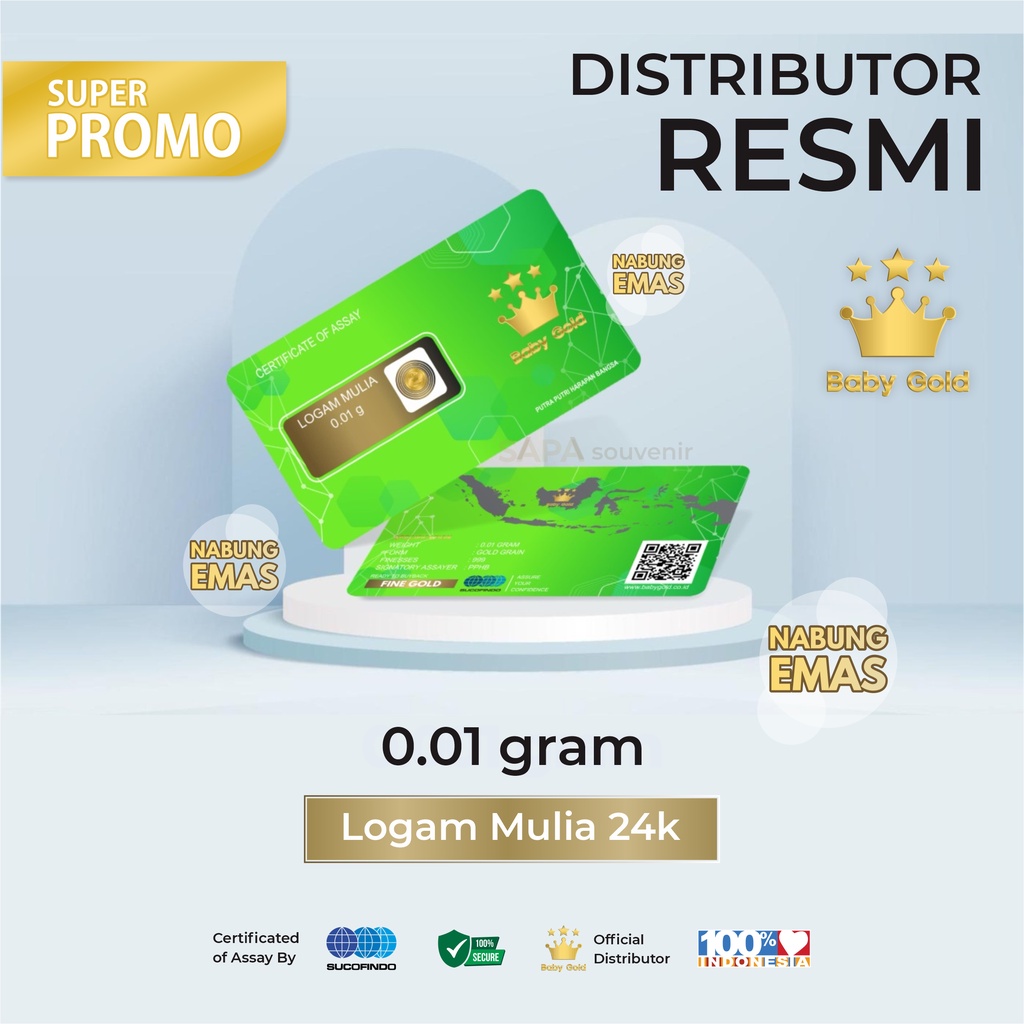 NEWversion BabyGold  Emas Mini 0.01 Gram Logam Mulia 24 Karat