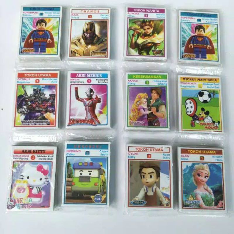 Mainan Anak kwartet DG gambar gambaran karakter kartun mainan jadul era 90-an