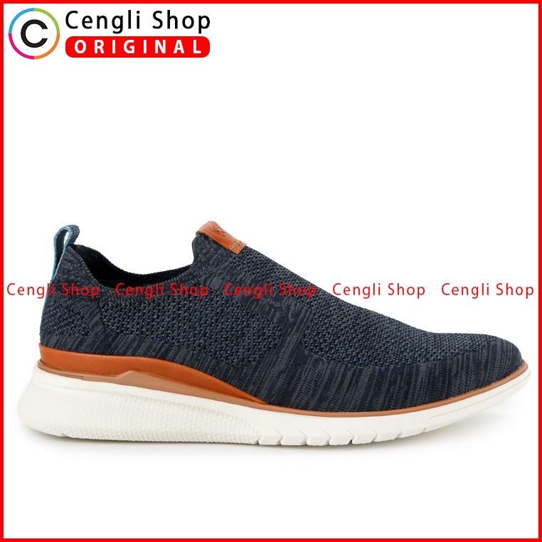 HM013 SEPATU SLIP ON HUSH PUPPIES PRIA ORIGINAL CASUAL KETS BRANDED BIRU NAVY BLUE