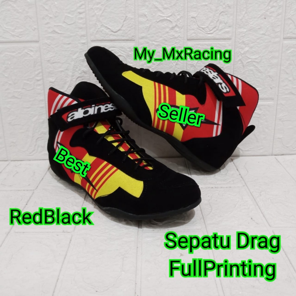 sepatu sunmori sepatu drag touring balap FULLPRINT sepatu  snaker rally slalom terlaris new kualiaty terbaru sepatu keren RED BLACK