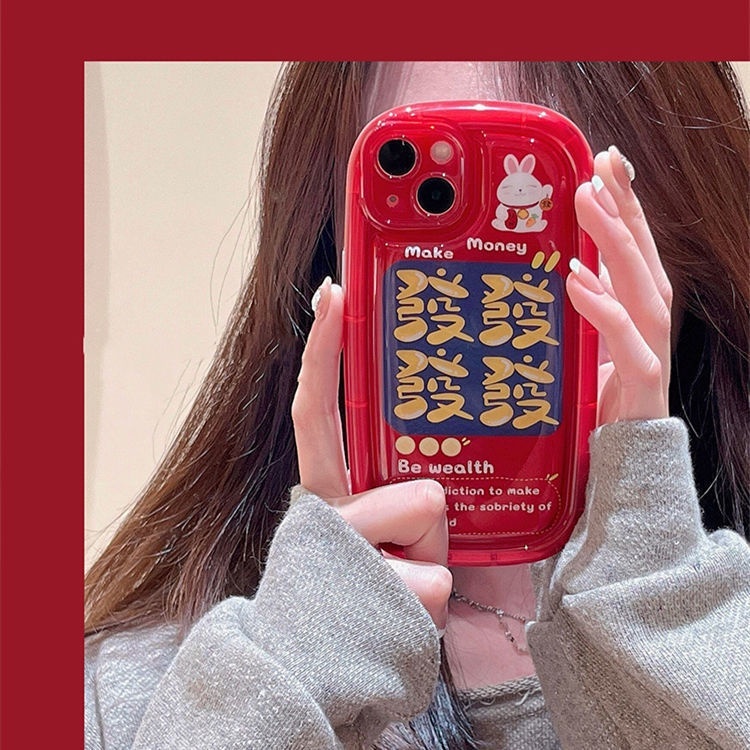 IPHONE Casing Ponsel Desain Kelinci Keberuntungan Tahun Baru Kompatibel Dengan Iphone12 13 14 11 Pro Max X Xs Max Xr Ggdtdt